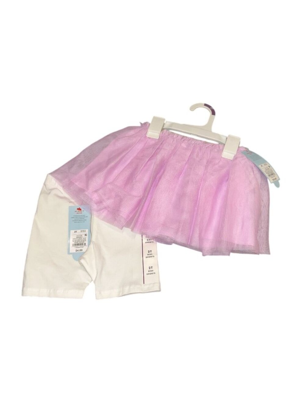 NWT Cat & Jack Toddler Girls 2T Pink Tulle Skirt & Bike Shorts Bundle MSRP $14